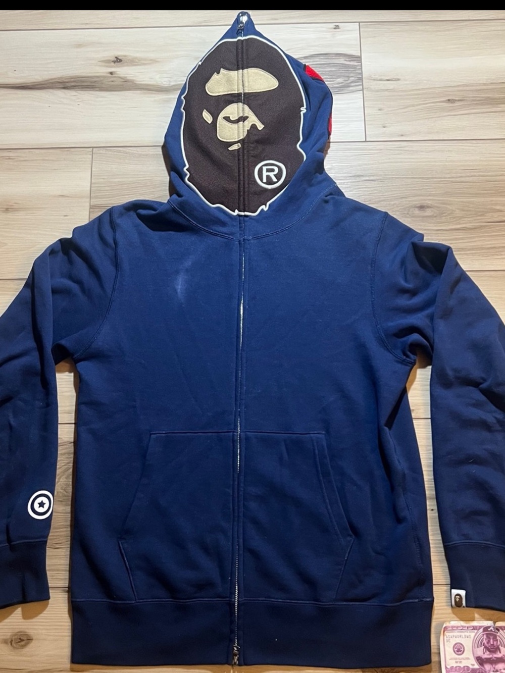Bape Navy Full-Zip Hoodie with Ape